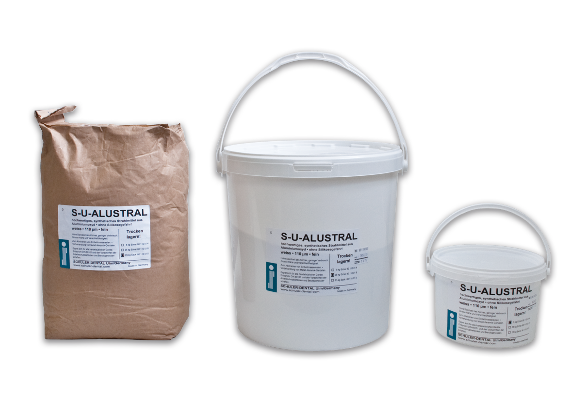 S-U-ALUSTRAL Stahlmittel aus Aluminium-Oxyd. Ein reiner, weißer Edelkorund.