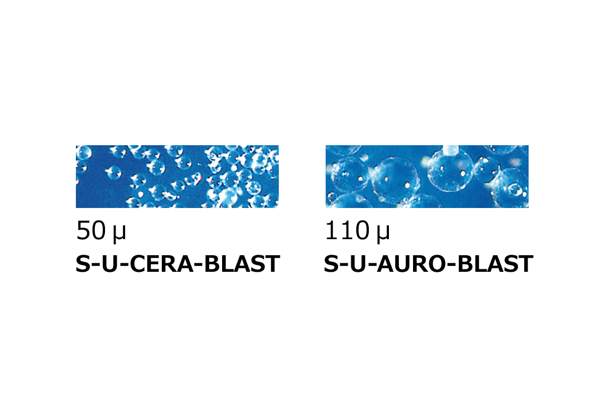 S-U-CERA-BLAST und S-U-AURO-BLAST Glasperlen Vergleich